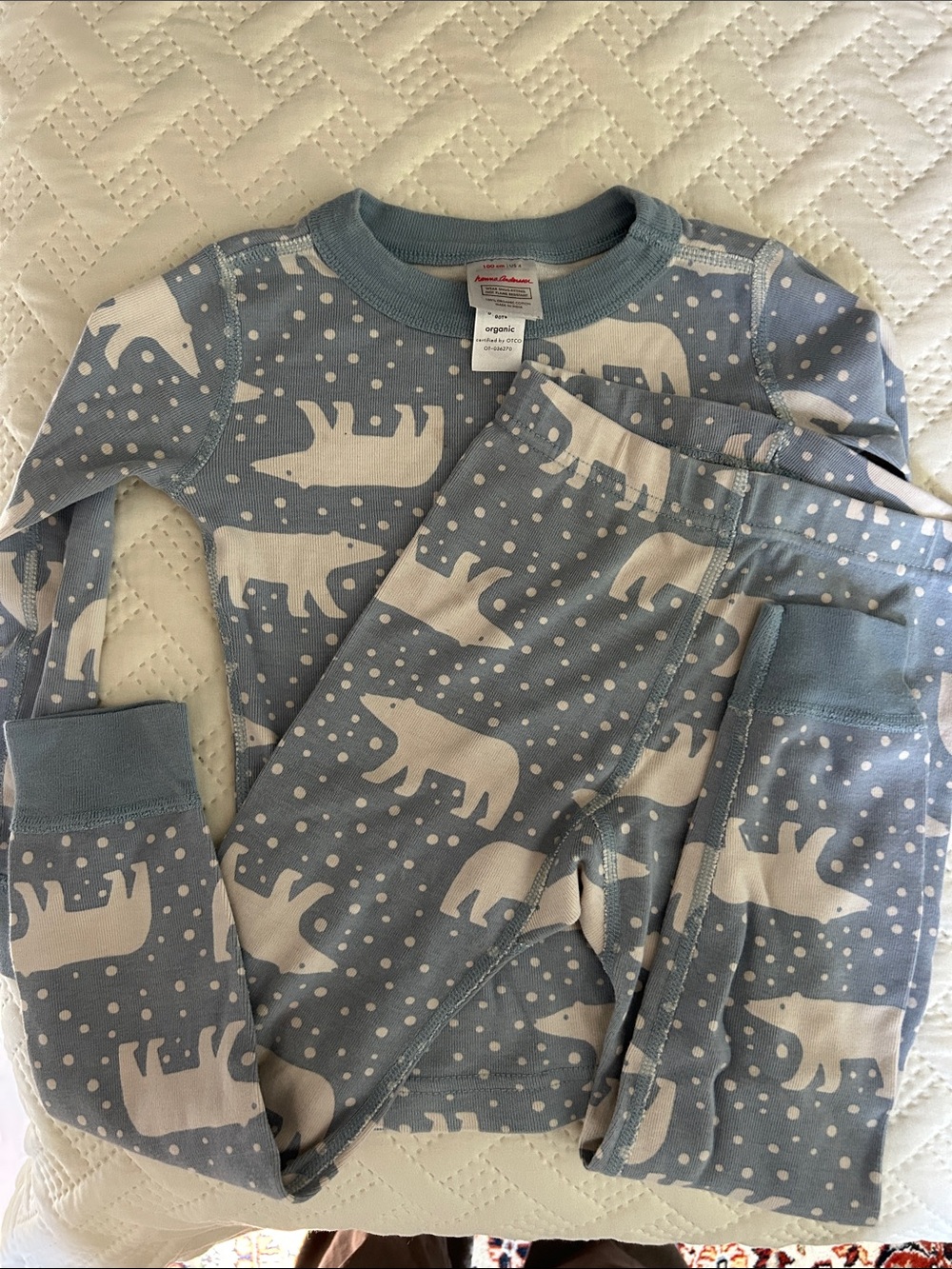 Hanna Andersson Blue Polar Bear Organic Cotton Pajama Set 4T